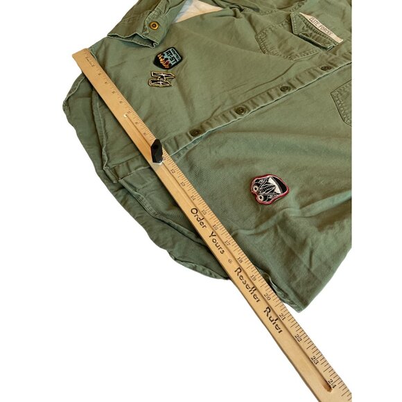 Star Wars Olive Green Button-Up Shirt With Fun Patches Size M 100% Cotton For Ad - Picture 3 of 8
